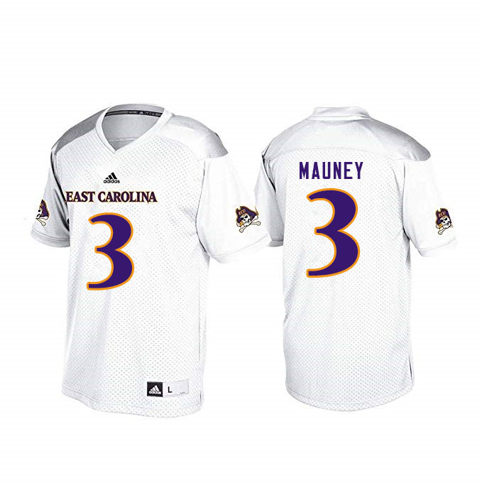 Men #3 Demetrius Mauney ECU Pirates College Football Jerseys Sale-White